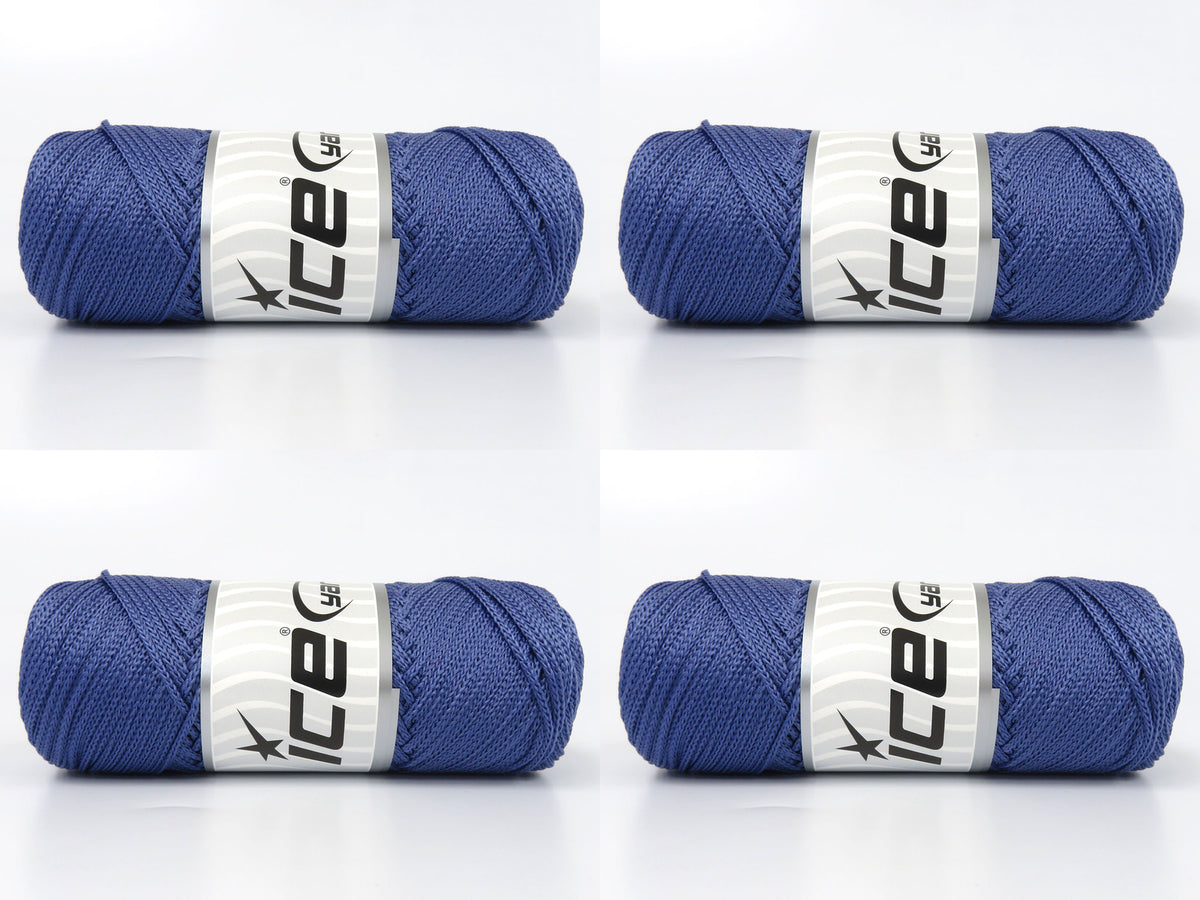Lot of 4 x 100gr Skeins Ice Yarns MACRAME CORD Hand Knitting Yarn Indigo Blue