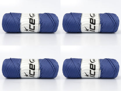 Lot of 4 x 100gr Skeins Ice Yarns MACRAME CORD Hand Knitting Yarn Indigo Blue