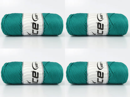Lot of 4 x 100gr Skeins Ice Yarns MACRAME CORD Yarn Emerald Green
