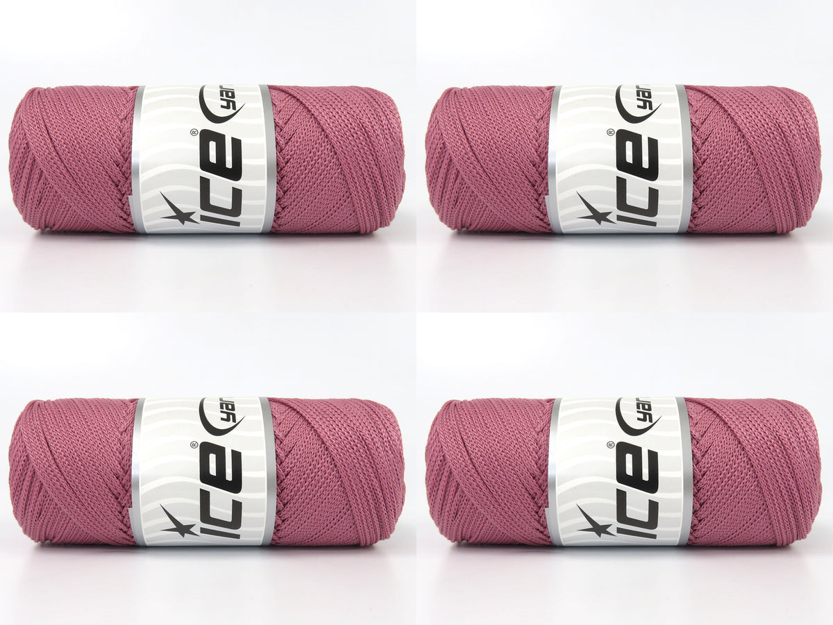 Lot of 4 x 100gr Skeins Ice Yarns MACRAME CORD Hand Knitting Yarn Rose Pink