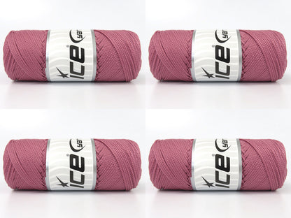 Lot of 4 x 100gr Skeins Ice Yarns MACRAME CORD Hand Knitting Yarn Rose Pink