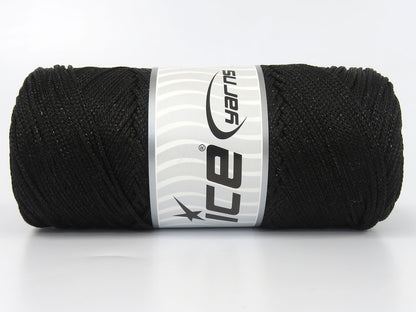 Lot of 2 x 200gr Skeins Ice Yarns MACRAME GLITZ Hand Knitting Yarn Black