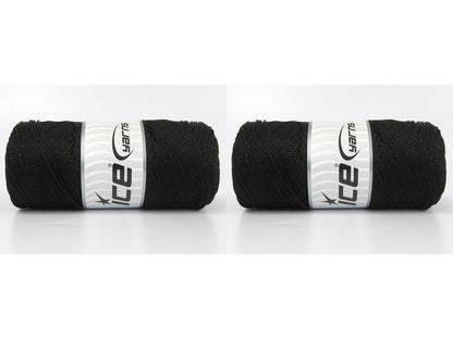 Lot of 2 x 200gr Skeins Ice Yarns MACRAME GLITZ Hand Knitting Yarn Black