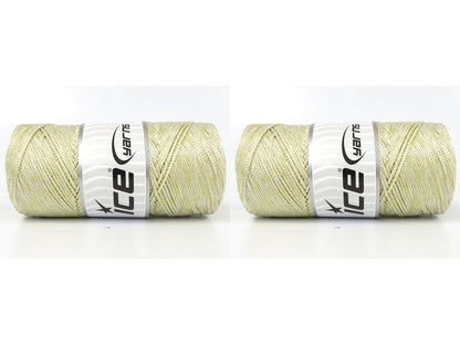 Lot of 2 x 200gr Skeins Ice Yarns MACRAME GLITZ Hand Knitting Yarn Cream