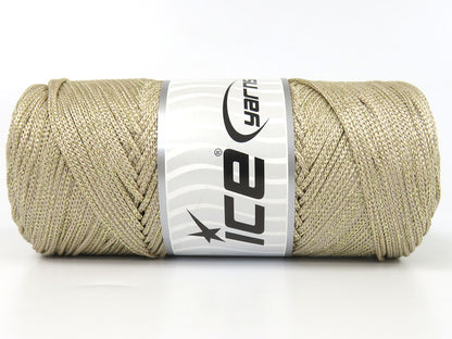 Lot of 2 x 200gr Skeins Ice Yarns MACRAME GLITZ Hand Knitting Yarn Beige