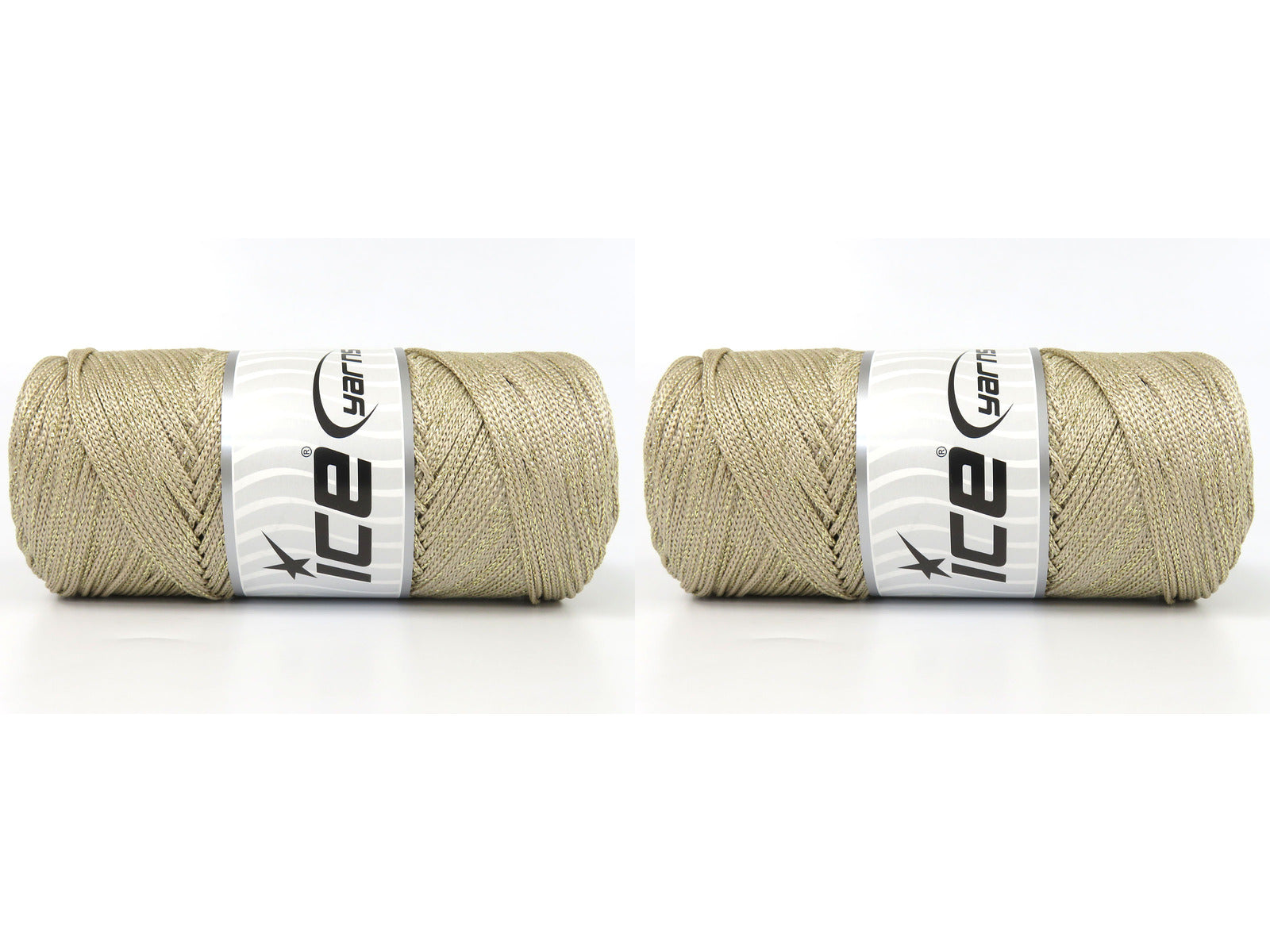 Lot of 2 x 200gr Skeins Ice Yarns MACRAME GLITZ Hand Knitting Yarn Beige