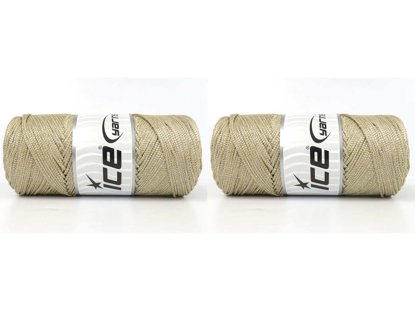 Lot of 2 x 200gr Skeins Ice Yarns MACRAME GLITZ Hand Knitting Yarn Beige