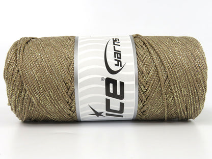 Lot of 2 x 200gr Skeins Ice Yarns MACRAME GLITZ Hand Knitting Yarn Light Camel
