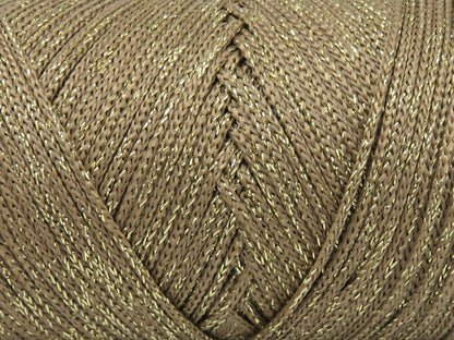 Lot of 2 x 200gr Skeins Ice Yarns MACRAME GLITZ Hand Knitting Yarn Light Camel