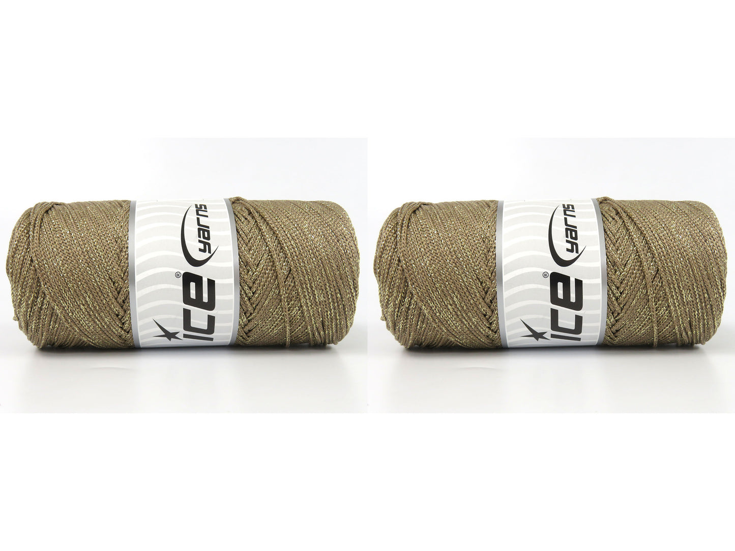 Lot of 2 x 200gr Skeins Ice Yarns MACRAME GLITZ Hand Knitting Yarn Light Camel