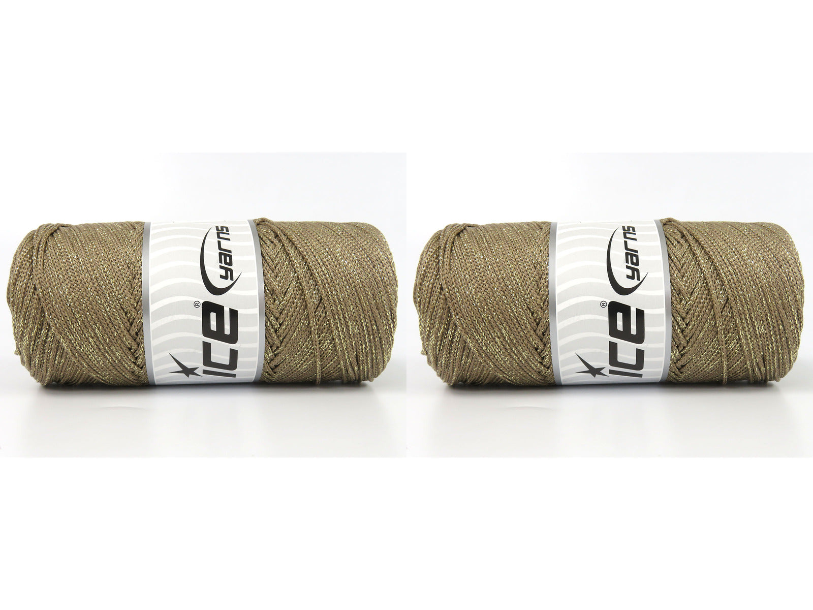 Lot of 2 x 200gr Skeins Ice Yarns MACRAME GLITZ Hand Knitting Yarn Light Camel