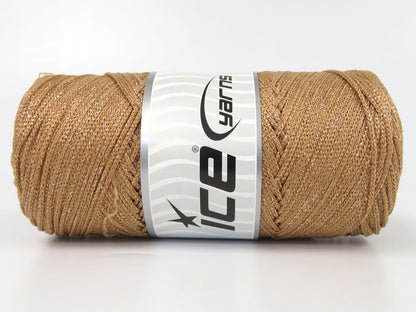 Lot of 2 x 200gr Skeins Ice Yarns MACRAME GLITZ Hand Knitting Yarn Light Brown
