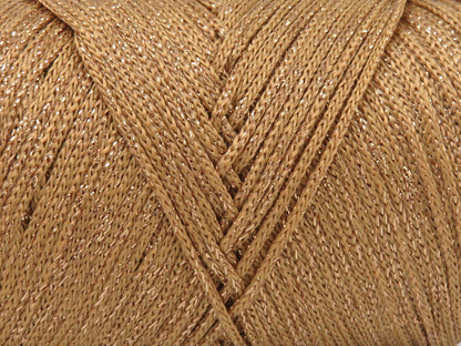 Lot of 2 x 200gr Skeins Ice Yarns MACRAME GLITZ Hand Knitting Yarn Light Brown