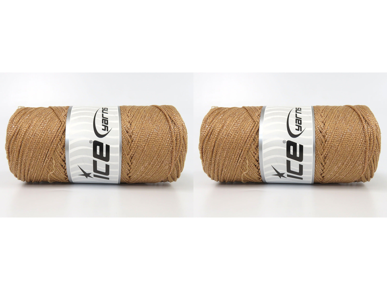 Lot of 2 x 200gr Skeins Ice Yarns MACRAME GLITZ Hand Knitting Yarn Light Brown