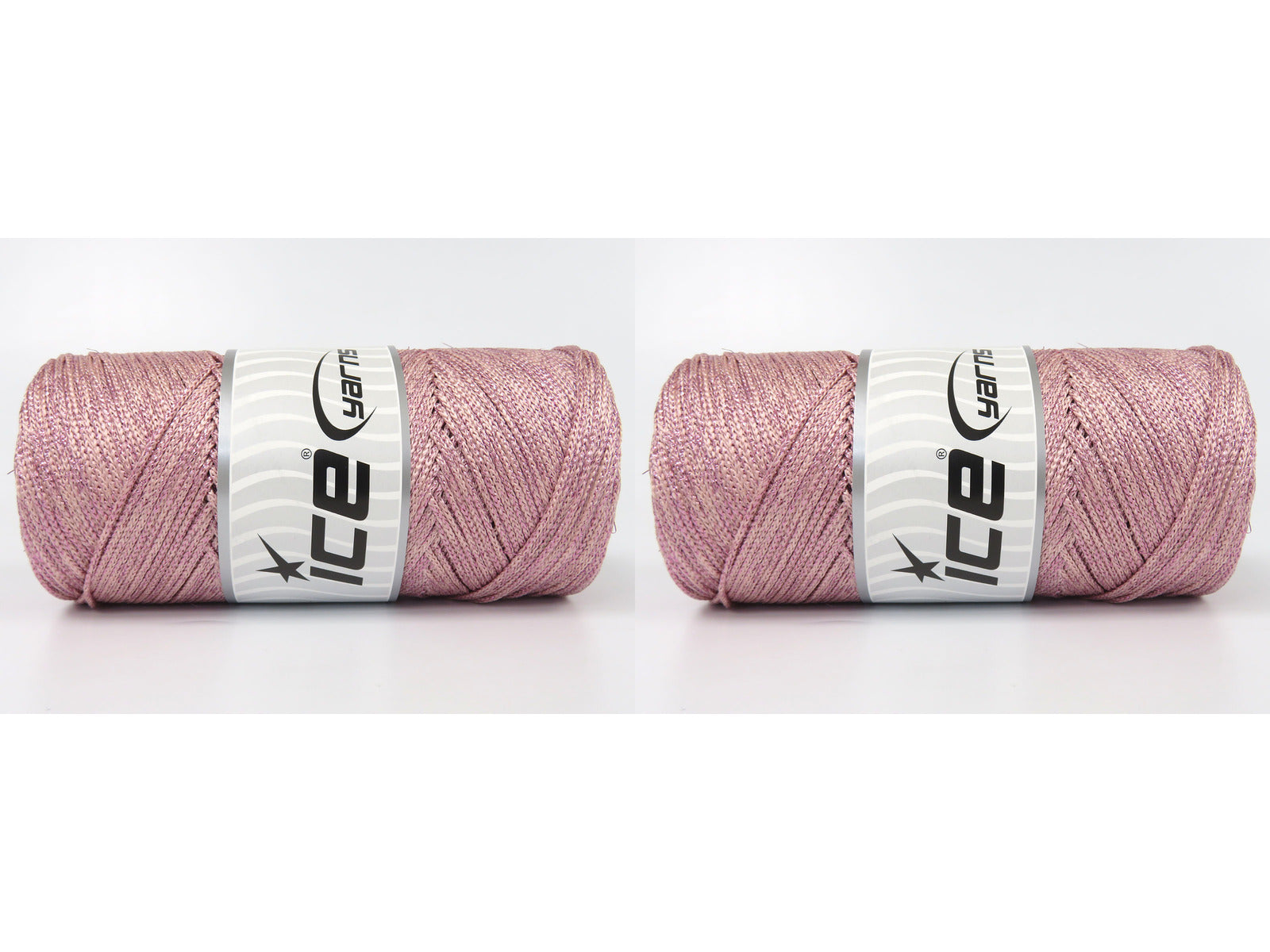 Lot of 2 x 200gr Skeins Ice Yarns MACRAME GLITZ Hand Knitting Yarn Powder Pink