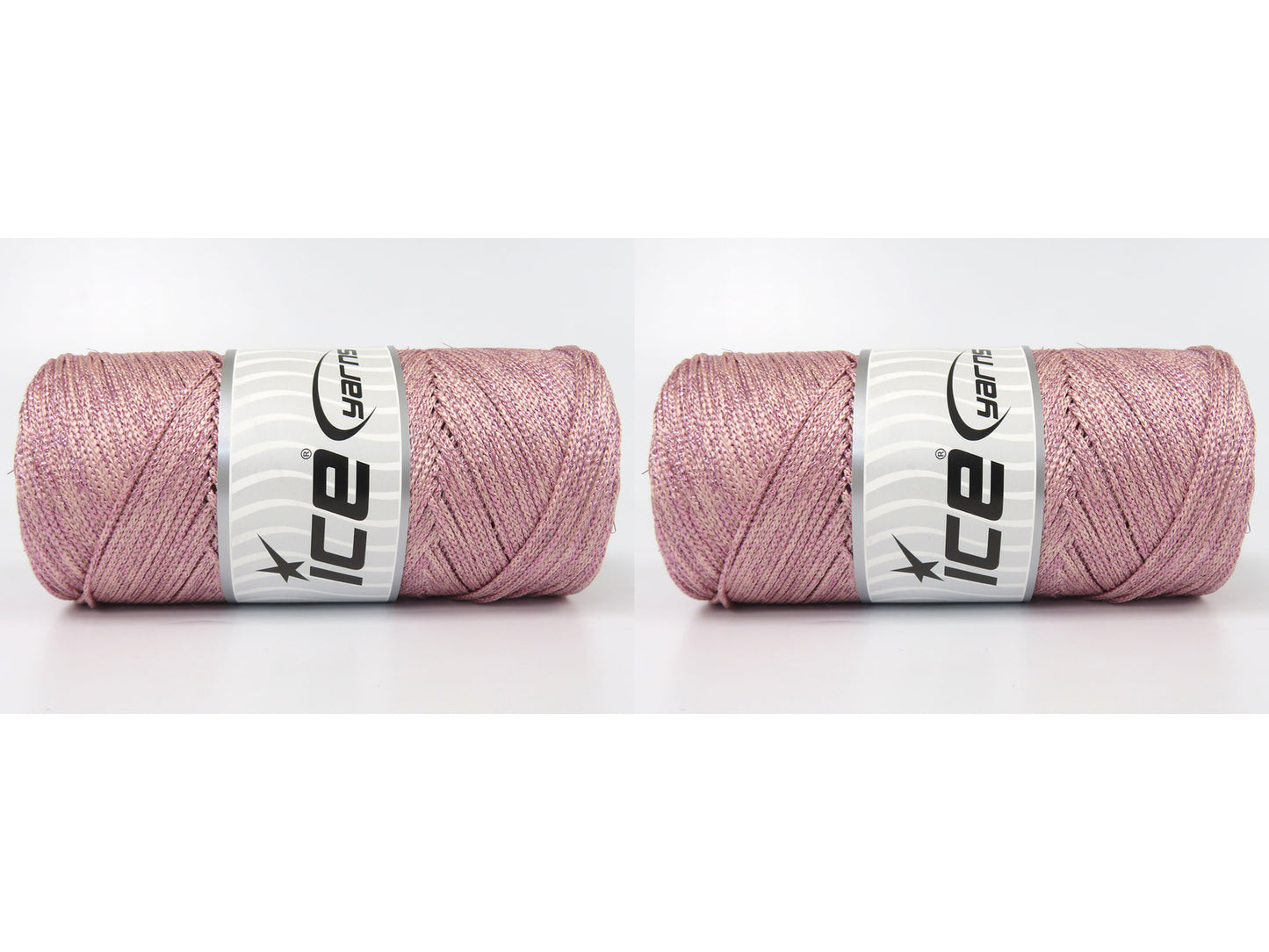Lot of 2 x 200gr Skeins Ice Yarns MACRAME GLITZ Hand Knitting Yarn Powder Pink