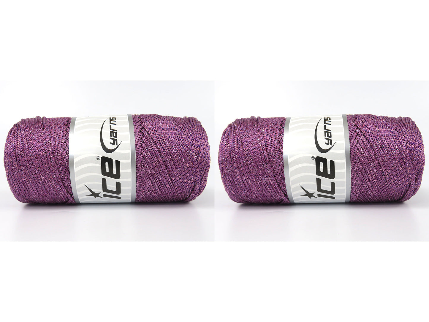 Lot of 2 x 200gr Skeins Ice Yarns MACRAME GLITZ Hand Knitting Yarn Light Lilac
