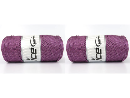 Lot of 2 x 200gr Skeins Ice Yarns MACRAME GLITZ Hand Knitting Yarn Light Lilac