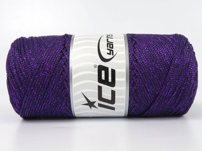 Lot of 2 x 200gr Skeins Ice Yarns MACRAME GLITZ Hand Knitting Yarn Purple