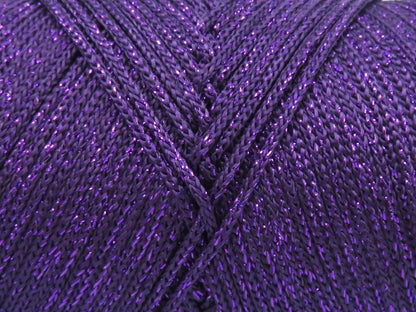 Lot of 2 x 200gr Skeins Ice Yarns MACRAME GLITZ Hand Knitting Yarn Purple