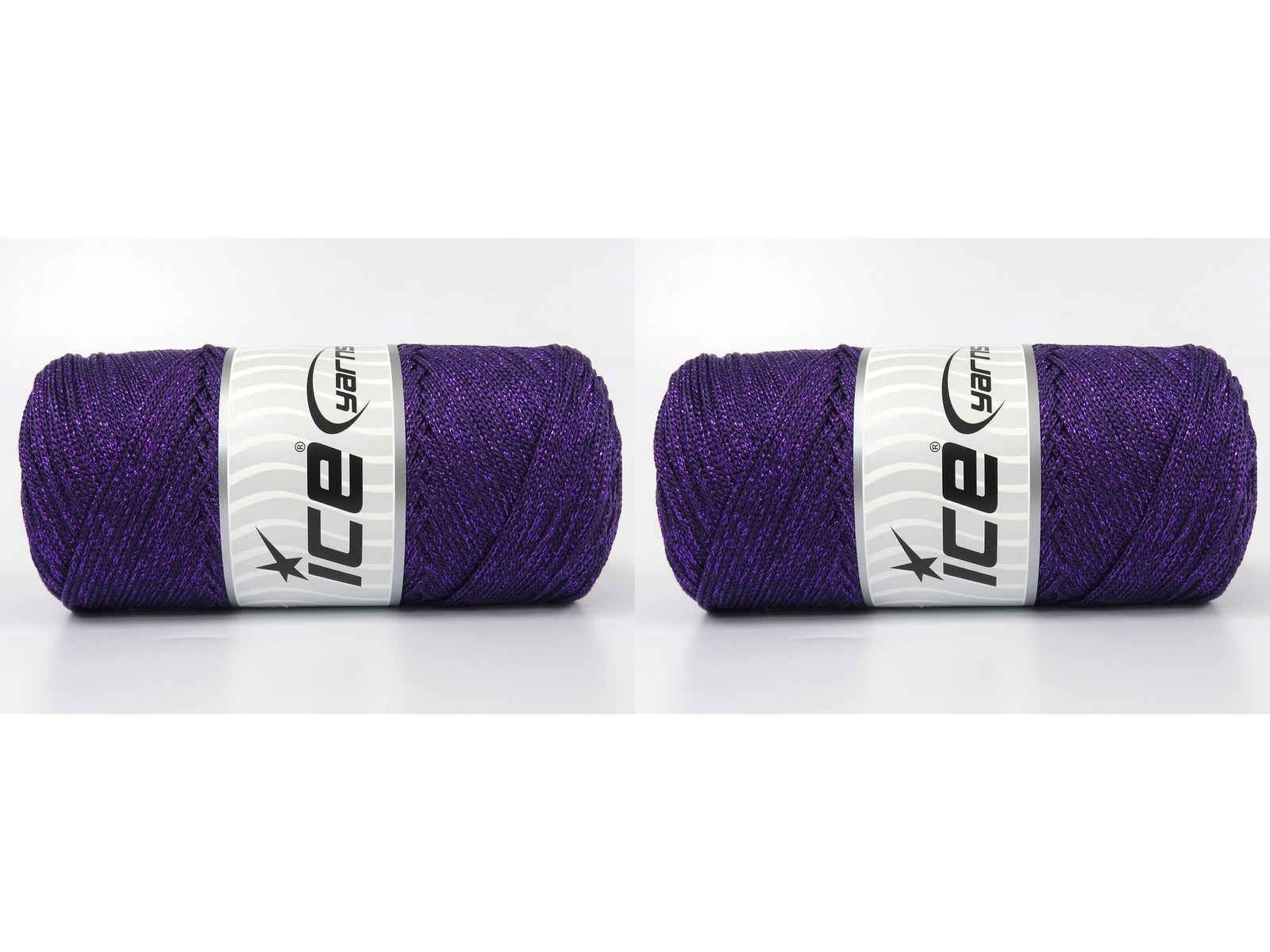 Lot of 2 x 200gr Skeins Ice Yarns MACRAME GLITZ Hand Knitting Yarn Purple