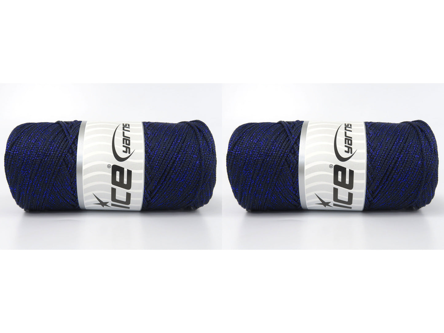 Lot of 2 x 200gr Skeins Ice Yarns MACRAME GLITZ Hand Knitting Yarn Dark Navy