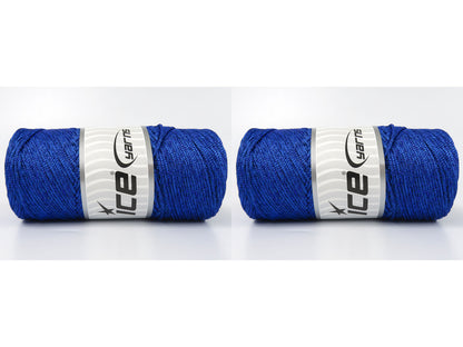 Lot of 2 x 200gr Skeins Ice Yarns MACRAME GLITZ Hand Knitting Yarn Blue