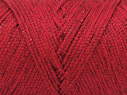 Lot of 2 x 200gr Skeins Ice Yarns MACRAME GLITZ Hand Knitting Yarn Tomato Red