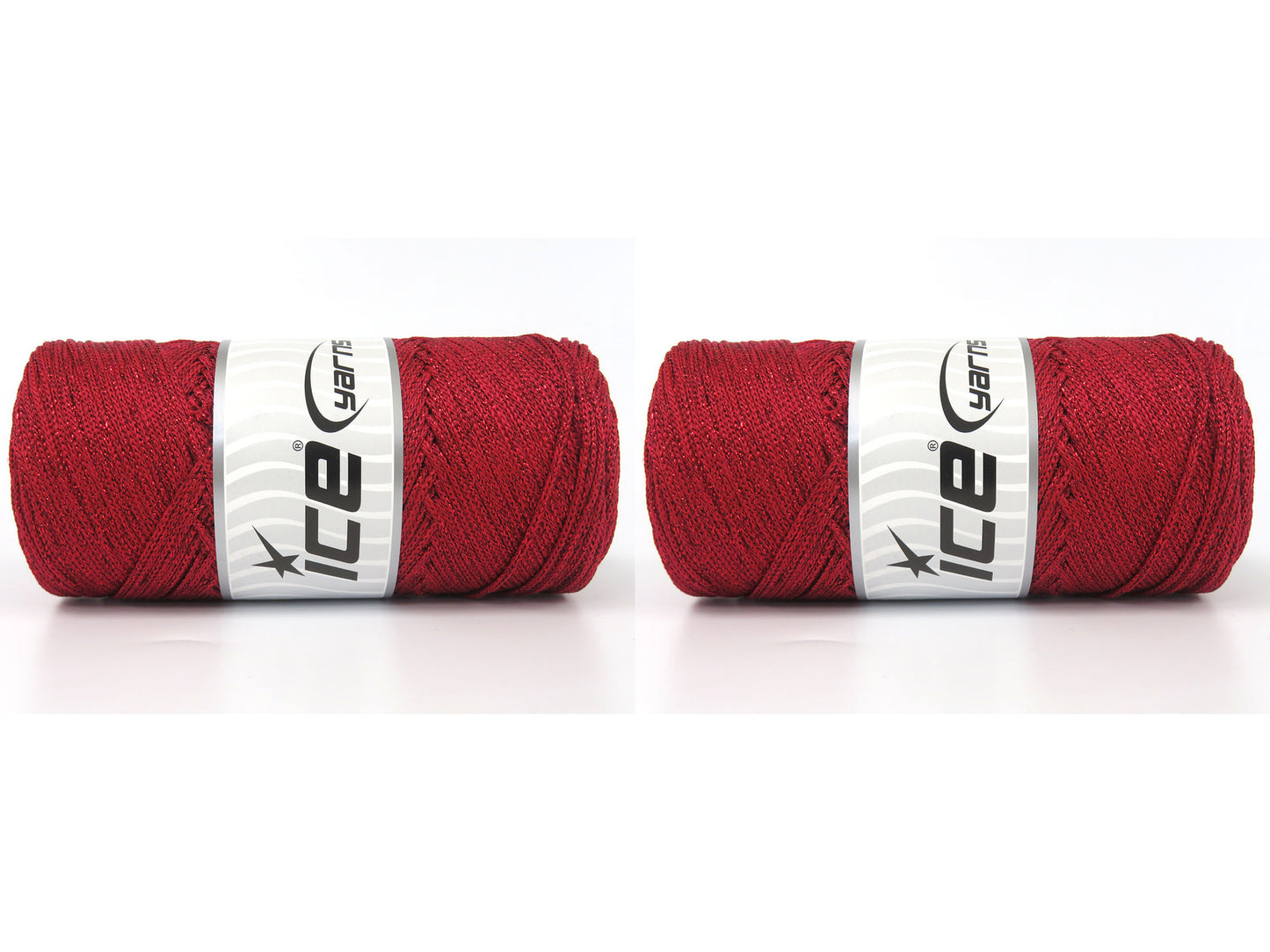 Lot of 2 x 200gr Skeins Ice Yarns MACRAME GLITZ Hand Knitting Yarn Tomato Red