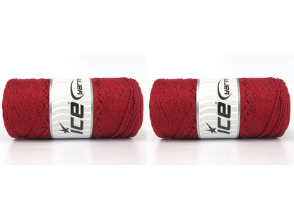 Lot of 2 x 200gr Skeins Ice Yarns MACRAME GLITZ Hand Knitting Yarn Tomato Red