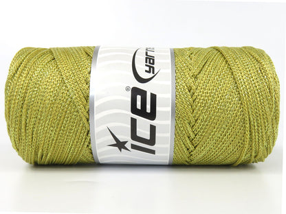 Lot of 2 x 200gr Skeins Ice Yarns MACRAME GLITZ Hand Knitting Yarn Light Gold