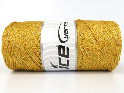 Lot of 2 x 200gr Skeins Ice Yarns MACRAME GLITZ Hand Knitting Yarn Gold