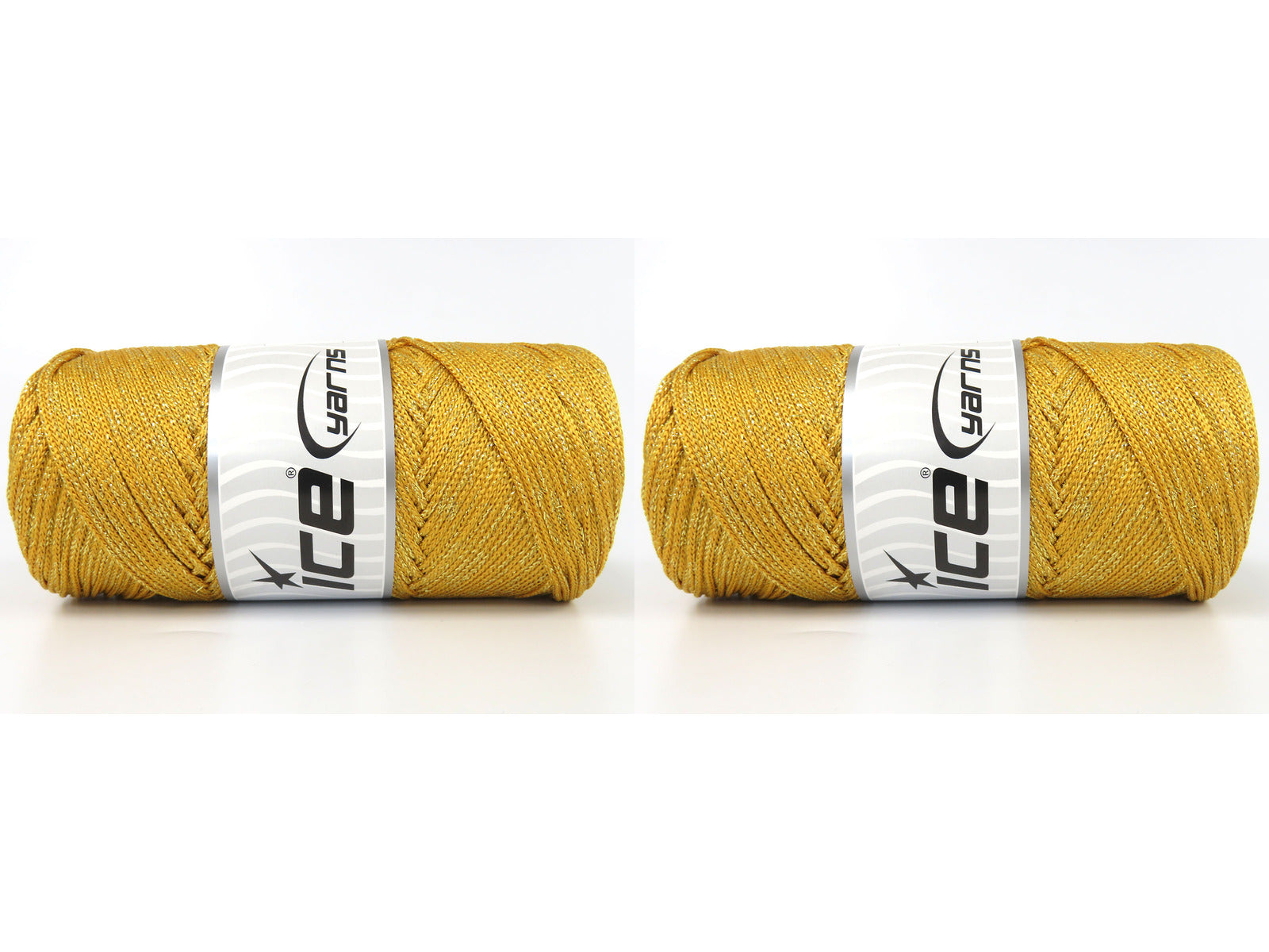 Lot of 2 x 200gr Skeins Ice Yarns MACRAME GLITZ Hand Knitting Yarn Gold