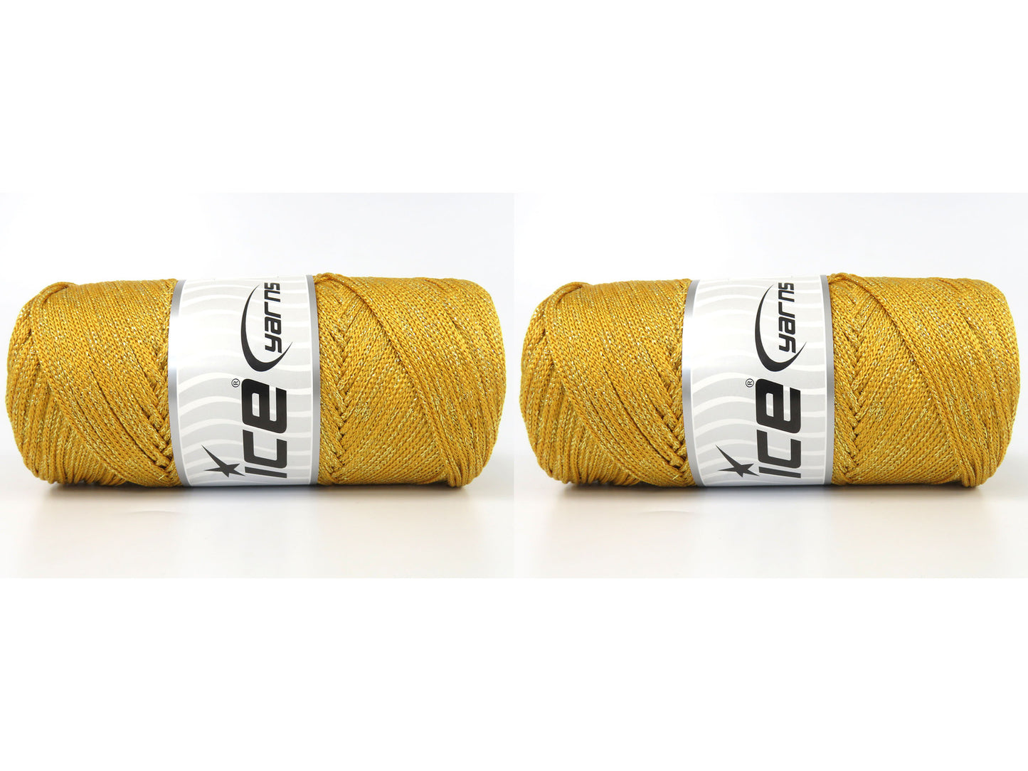 Lot of 2 x 200gr Skeins Ice Yarns MACRAME GLITZ Hand Knitting Yarn Gold