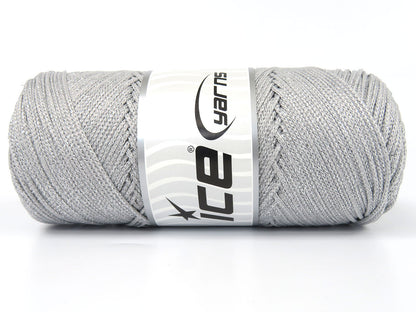 Lot of 2 x 200gr Skeins Ice Yarns MACRAME GLITZ Hand Knitting Yarn Silver