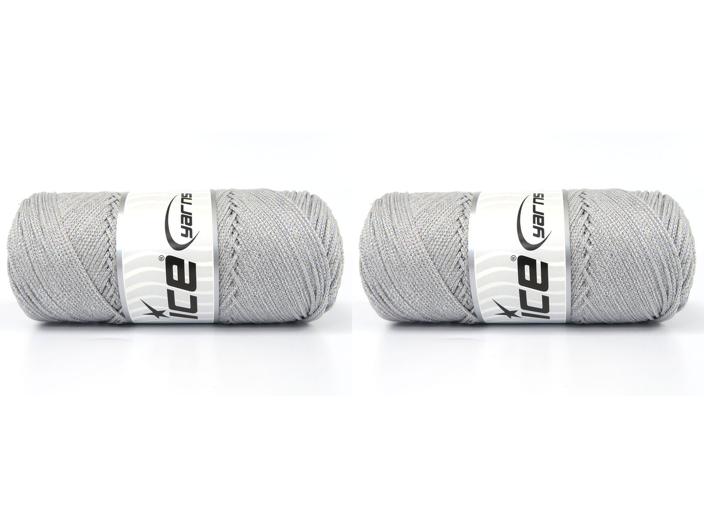 Lot of 2 x 200gr Skeins Ice Yarns MACRAME GLITZ Hand Knitting Yarn Silver