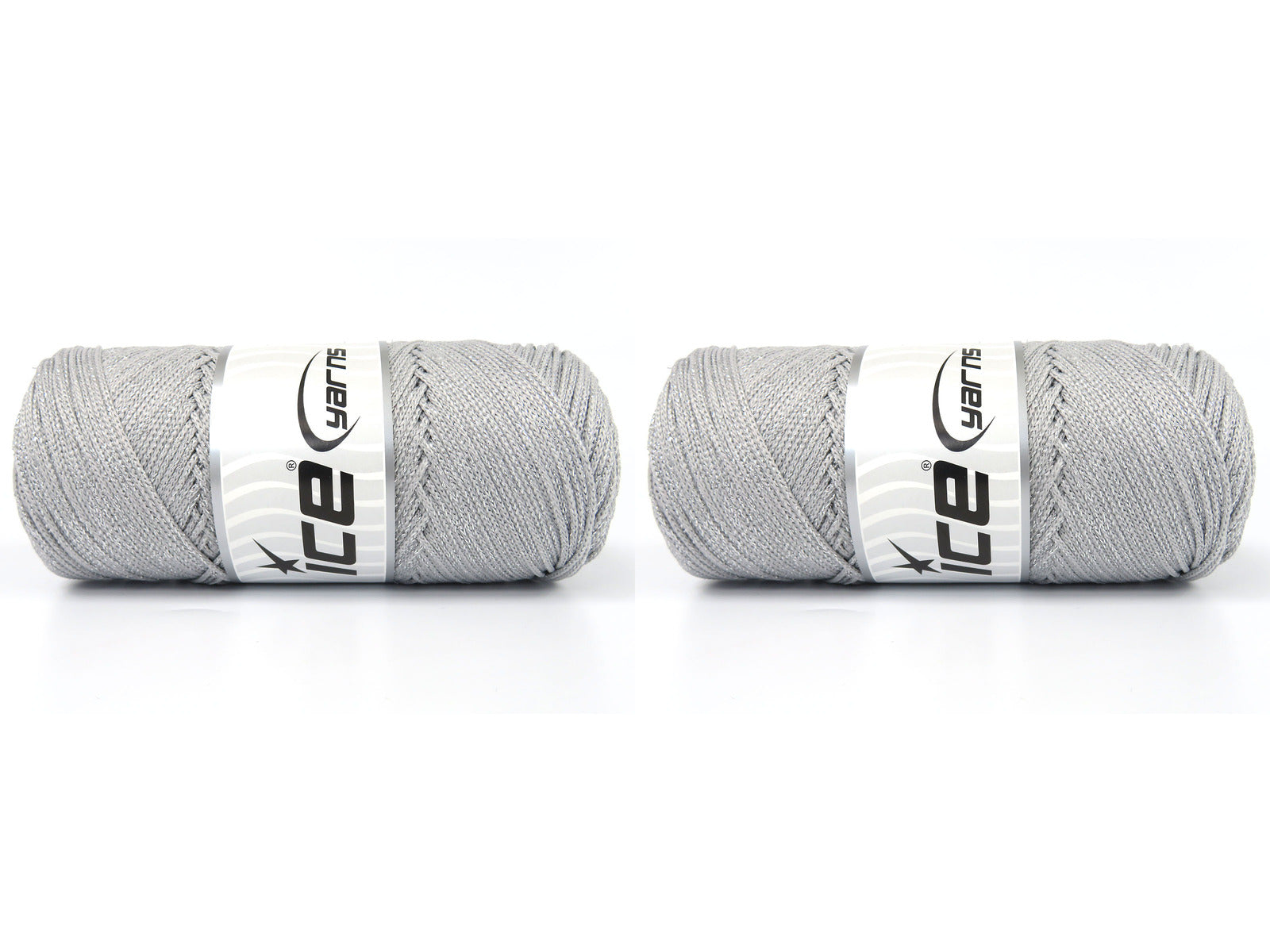 Lot of 2 x 200gr Skeins Ice Yarns MACRAME GLITZ Hand Knitting Yarn Silver