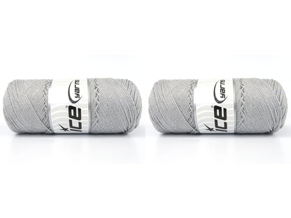 Lot of 2 x 200gr Skeins Ice Yarns MACRAME GLITZ Hand Knitting Yarn Silver