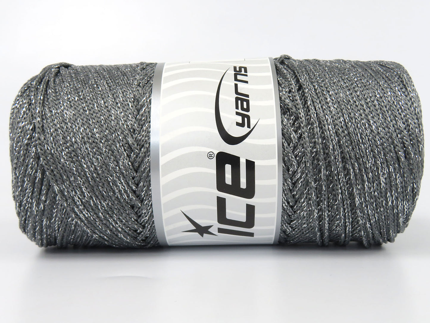 Lot of 2 x 200gr Skeins Ice Yarns MACRAME GLITZ Hand Knitting Yarn Grey