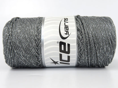 Lot of 2 x 200gr Skeins Ice Yarns MACRAME GLITZ Hand Knitting Yarn Grey