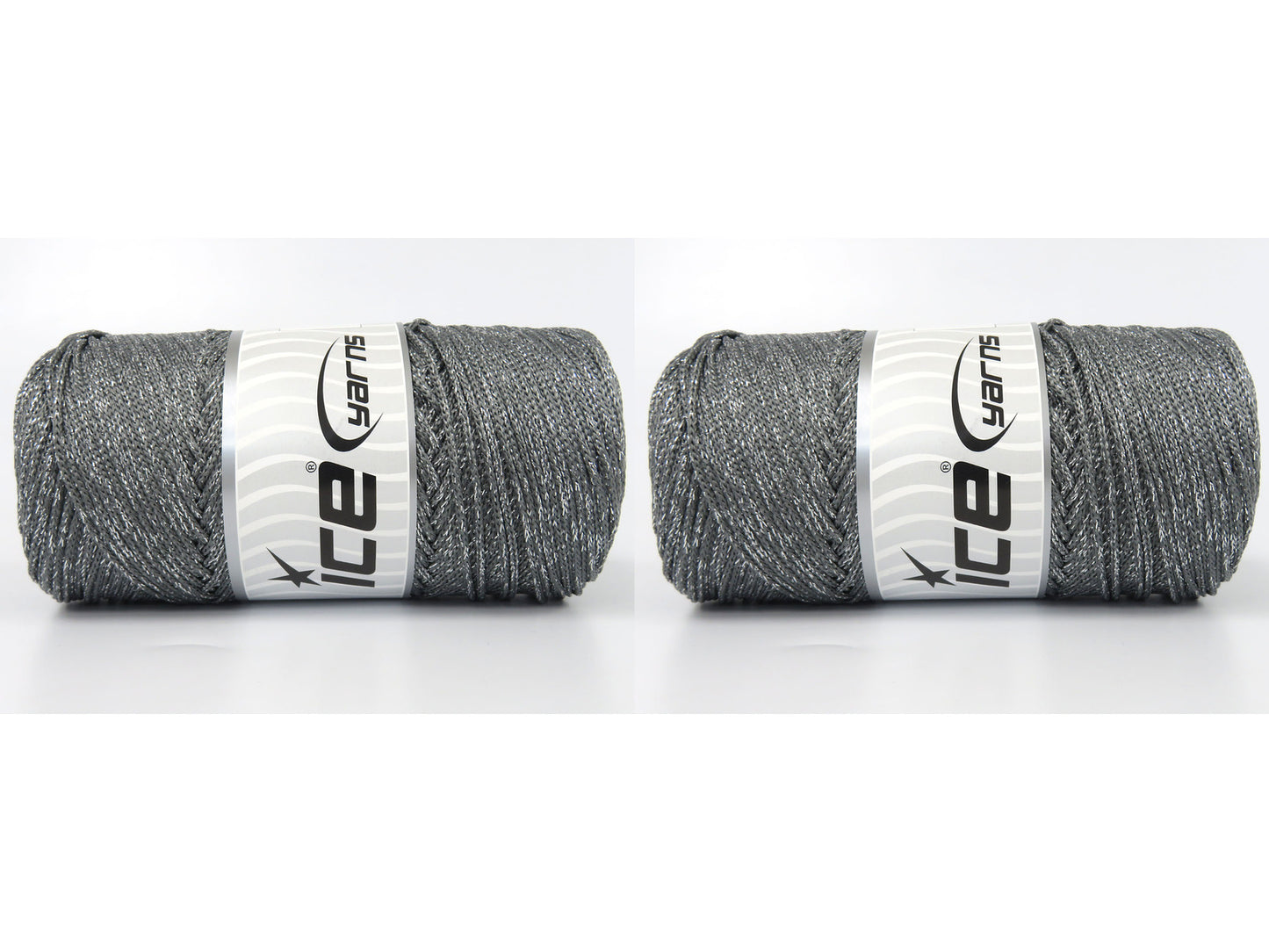 Lot of 2 x 200gr Skeins Ice Yarns MACRAME GLITZ Hand Knitting Yarn Grey