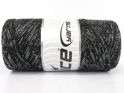Lot of 2 x 200gr Skeins Ice Yarns MACRAME GLITZ Hand Knitting Yarn Black