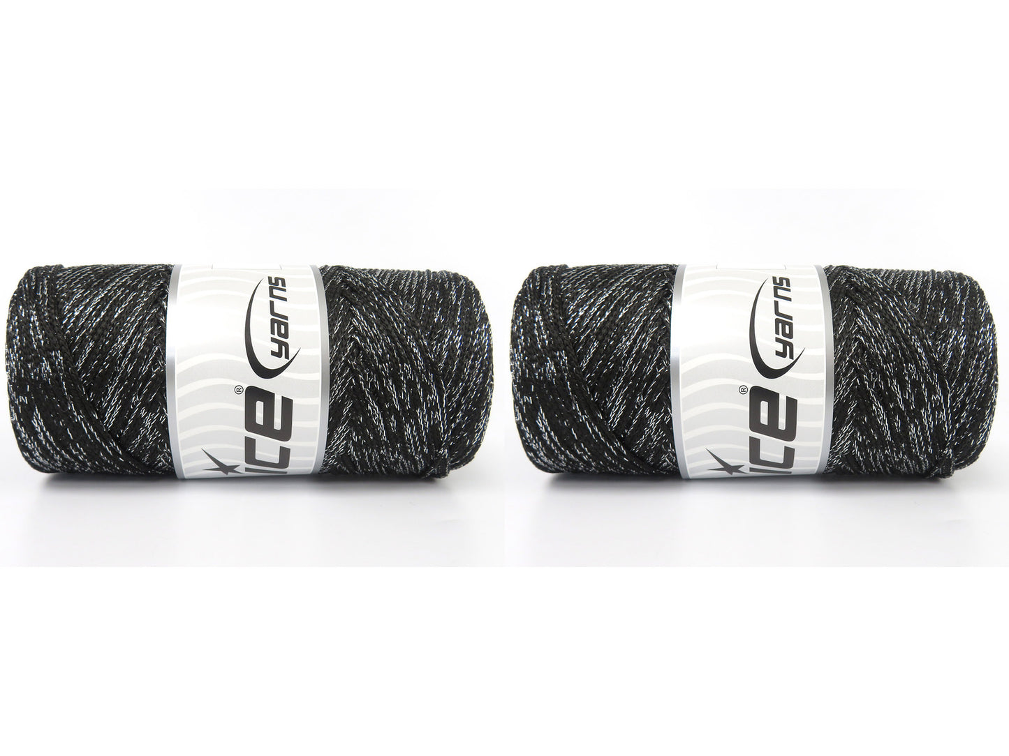 Lot of 2 x 200gr Skeins Ice Yarns MACRAME GLITZ Hand Knitting Yarn Black