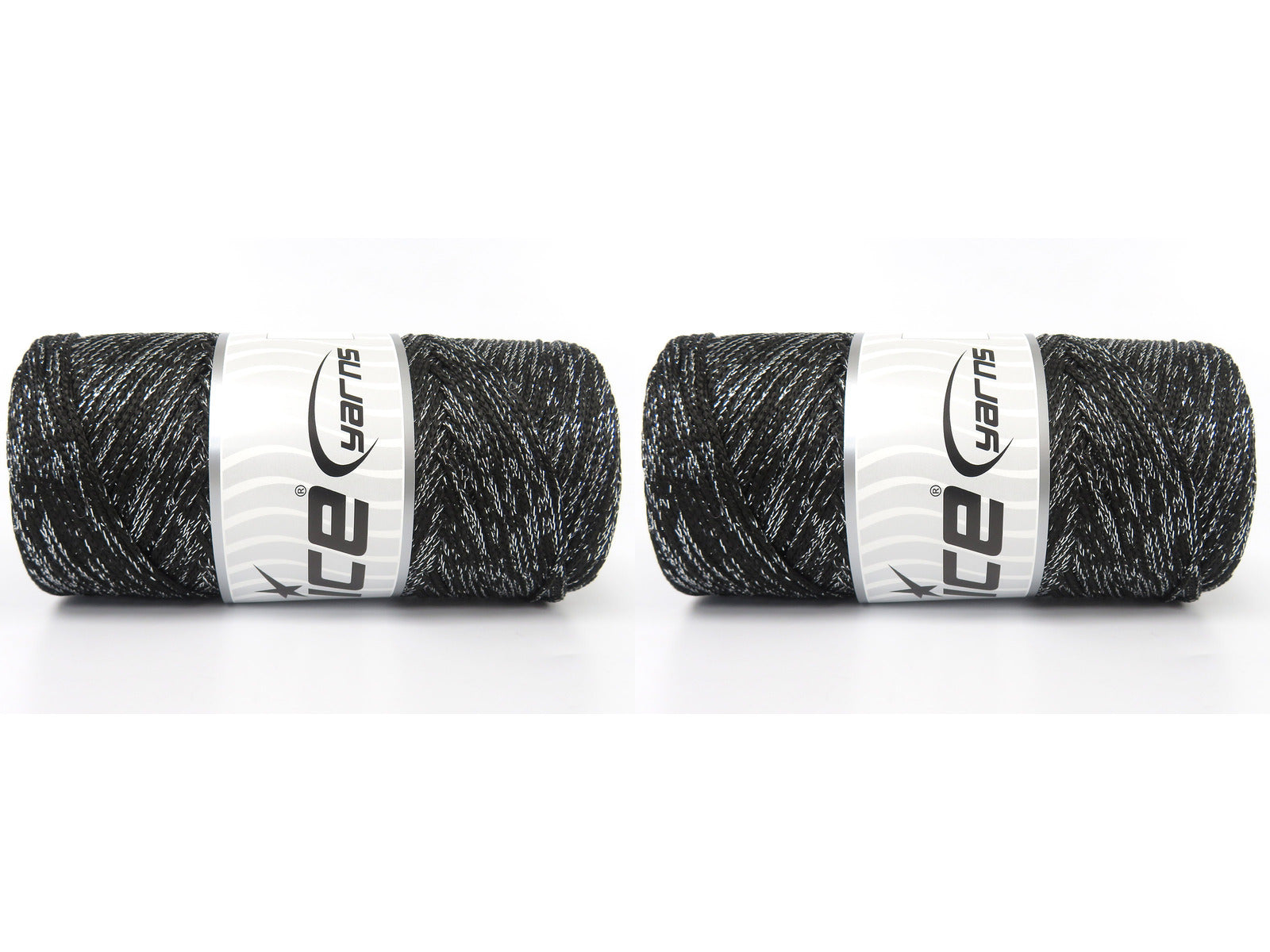 Lot of 2 x 200gr Skeins Ice Yarns MACRAME GLITZ Hand Knitting Yarn Black