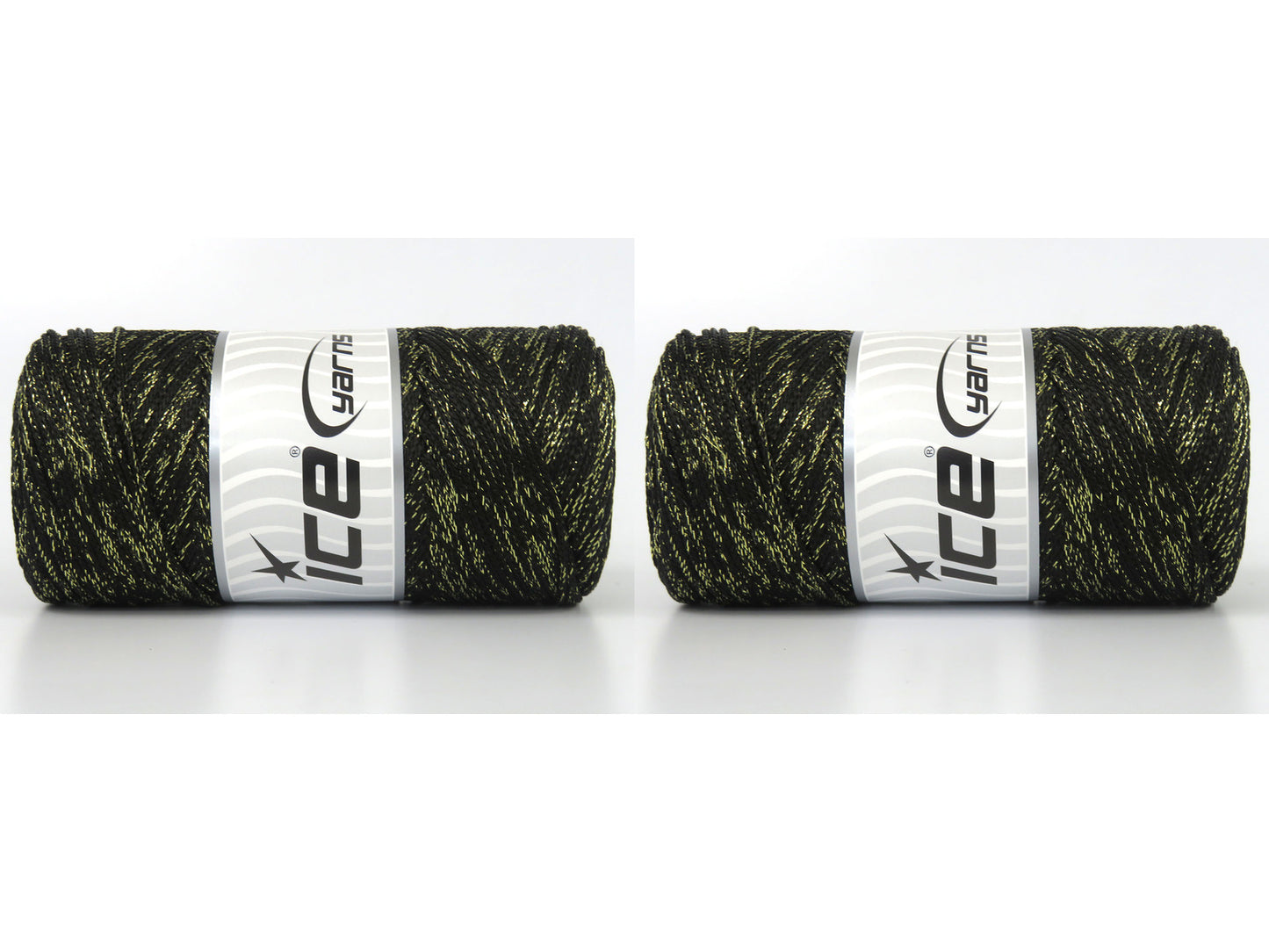 Lot of 2 x 200gr Skeins Ice Yarns MACRAME GLITZ Hand Knitting Yarn Black
