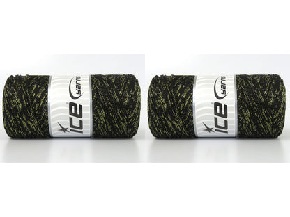 Lot of 2 x 200gr Skeins Ice Yarns MACRAME GLITZ Hand Knitting Yarn Black