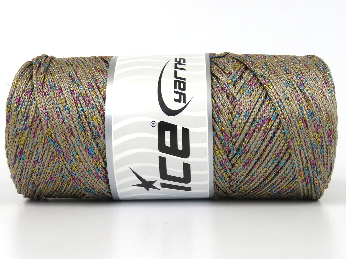 Lot of 2 x 200gr Skeins Ice Yarns MACRAME GLITZ Hand Knitting Yarn Beige
