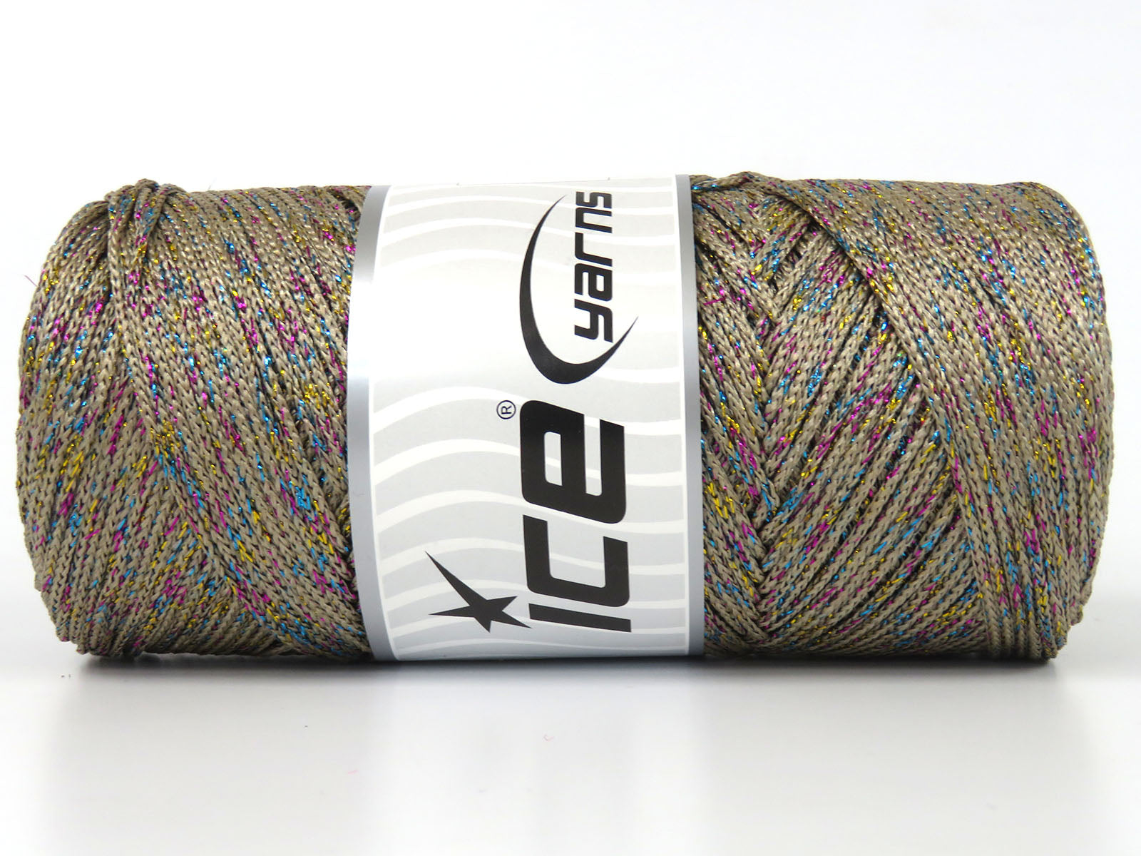 Lot of 2 x 200gr Skeins Ice Yarns MACRAME GLITZ Hand Knitting Yarn Beige