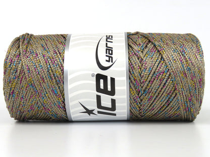 Lot of 2 x 200gr Skeins Ice Yarns MACRAME GLITZ Hand Knitting Yarn Beige