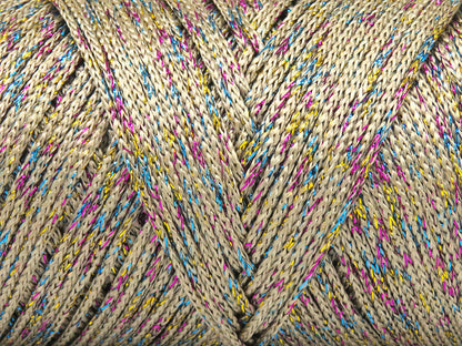 Lot of 2 x 200gr Skeins Ice Yarns MACRAME GLITZ Hand Knitting Yarn Beige